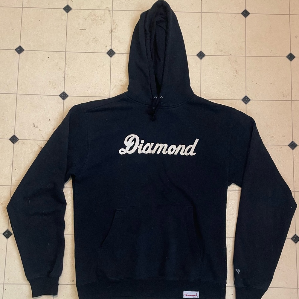 Diamond Supply Co. Black Hoodie with White Script Logo
